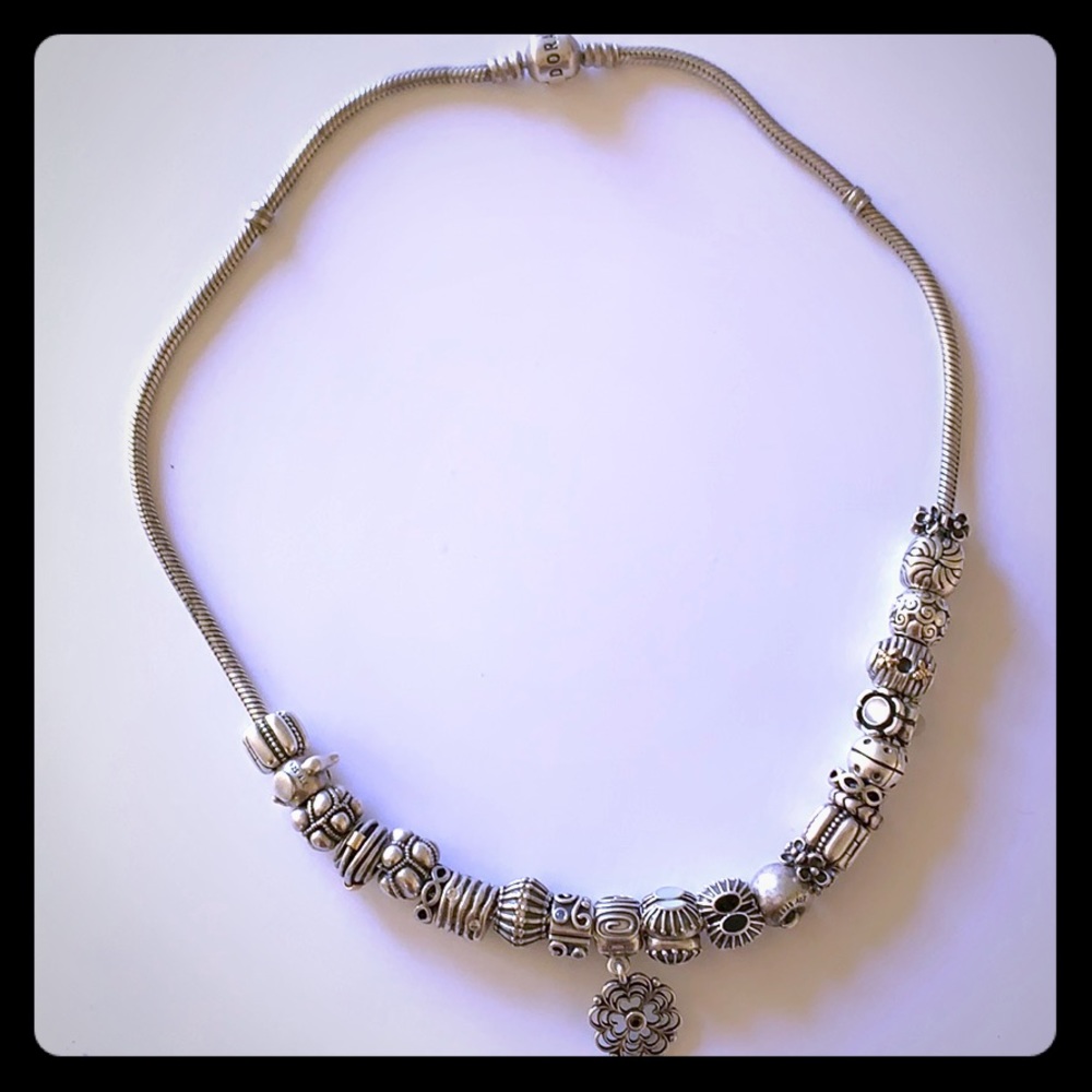 Authentic PANDORA 17.5” CHAIN with 23 CHARMS. 925